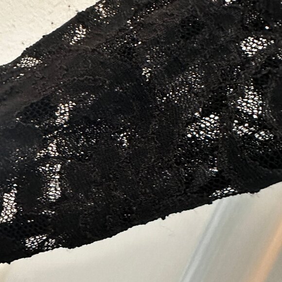 NWT Bisou Bisou Women`s Black Lace Bodysuit Blouse Lace-up Back SEXY! Size L - Picture 5 of 14